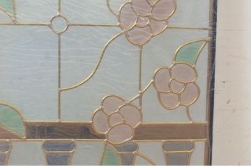 未使用品　バルコニーに咲く花(バルコニーにさくはな)　デットストック品のステンドグラス(建具、ドア、窓、照明、衝い立て、衝立、つい立て)(定価約12万円)(R-072992)