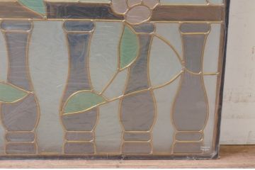 未使用品　バルコニーに咲く花(バルコニーにさくはな)　デットストック品のステンドグラス(建具、ドア、窓、照明、衝い立て、衝立、つい立て)(定価約12万円)(R-072992)