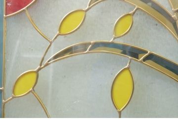 未使用品　白鳥(はくちょう)　デットストック品のステンドグラス(建具、ドア、窓、照明、衝い立て、衝立、つい立て)(定価約12万4千円)(R-072994)