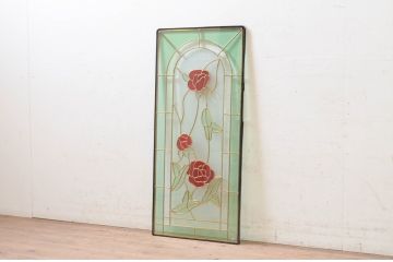 未使用品　窓辺の蔓薔薇(まどべのつるばら)　デットストック品のステンドグラス(建具、ドア、窓、照明、衝い立て、衝立、つい立て)(定価約12万円)(R-072999)