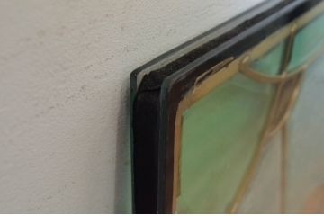 未使用品　幸福の梟(こうふくのふくろう)　デットストック品のステンドグラス(建具、ドア、窓、照明、衝い立て、衝立、つい立て)(定価約15万円)(R-073002)