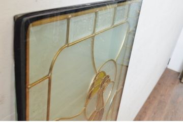 未使用品　黄金の孔雀(おうごんのくじゃく)　デットストック品のステンドグラス(建具、ドア、窓、照明、衝い立て、衝立、つい立て)(定価約15万円)(R-073003)