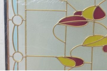 未使用品　木の実(きのみ)　デットストック品のステンドグラス(建具、ドア、窓、照明、衝い立て、衝立、つい立て)(定価約15万円)(R-073007)