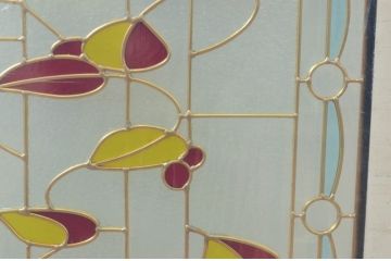 未使用品　木の実(きのみ)　デットストック品のステンドグラス(建具、ドア、窓、照明、衝い立て、衝立、つい立て)(定価約15万円)(R-073007)