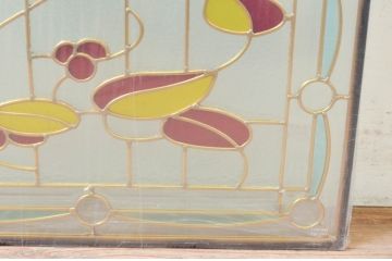 未使用品　木の実(きのみ)　デットストック品のステンドグラス(建具、ドア、窓、照明、衝い立て、衝立、つい立て)(定価約15万円)(R-073007)