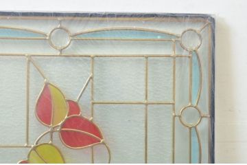 未使用品　木の実(きのみ)　デットストック品のステンドグラス(建具、ドア、窓、照明、衝い立て、衝立、つい立て)(定価約15万円)(R-073008)