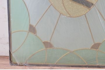 未使用品　幸福の梟(こうふくのふくろう)　デットストック品のステンドグラス(建具、ドア、窓、照明、衝い立て、衝立、つい立て)(定価約16万2千円)(R-073009)