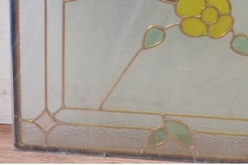 未使用品　蜂鳥と花(はちどりとはな)　デットストック品のステンドグラス(建具、ドア、窓、照明、衝い立て、衝立、つい立て)(定価約15万円)(R-073010)