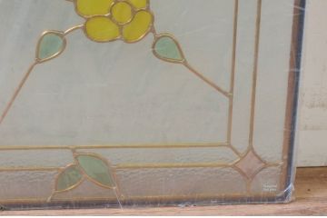未使用品　蜂鳥と花(はちどりとはな)　デットストック品のステンドグラス(建具、ドア、窓、照明、衝い立て、衝立、つい立て)(定価約15万円)(R-073010)