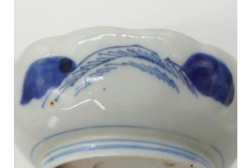 江戸後期〜幕末　伊万里　染付　山水図　約14cm　4.4寸　細やかな意匠が施された上品な雰囲気を高めるなます皿5枚セット(深皿、和皿、和食器、四寸四分)(R-073011)