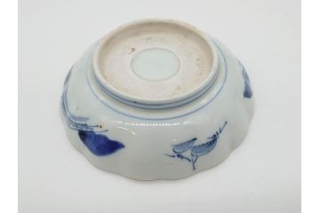 江戸後期〜幕末　伊万里　染付　山水図　約14cm　4.4寸　細やかな意匠が施された上品な雰囲気を高めるなます皿5枚セット(深皿、和皿、和食器、四寸四分)(R-073011)