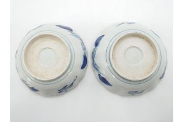 江戸後期〜幕末　伊万里　染付　山水図　約14cm　4.4寸　細やかな意匠が施された上品な雰囲気を高めるなます皿5枚セット(深皿、和皿、和食器、四寸四分)(R-073011)