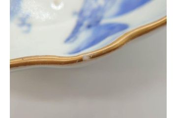 江戸後期〜幕末　伊万里　染付　山水図　約14cm　4.4寸　細やかな意匠が施された上品な雰囲気を高めるなます皿5枚セット(深皿、和皿、和食器、四寸四分)(R-073011)