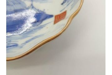 江戸後期〜幕末　伊万里　染付　山水図　約14cm　4.4寸　細やかな意匠が施された上品な雰囲気を高めるなます皿5枚セット(深皿、和皿、和食器、四寸四分)(R-073012)