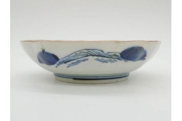 江戸後期〜幕末　伊万里　染付　山水図　約14cm　4.4寸　細やかな意匠が施された上品な雰囲気を高めるなます皿5枚セット(深皿、和皿、和食器、四寸四分)(R-073012)