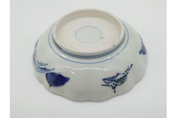 江戸後期〜幕末　伊万里　染付　山水図　約14cm　4.4寸　細やかな意匠が施された上品な雰囲気を高めるなます皿5枚セット(深皿、和皿、和食器、四寸四分)(R-073012)