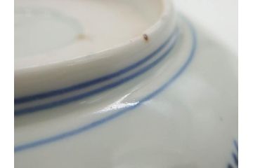 江戸後期〜幕末　伊万里　染付　山水図　約14cm　4.4寸　細やかな意匠が施された上品な雰囲気を高めるなます皿5枚セット(深皿、和皿、和食器、四寸四分)(R-073012)
