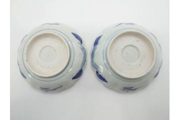 江戸後期〜幕末　伊万里　染付　山水図　約14cm　4.4寸　細やかな意匠が施された上品な雰囲気を高めるなます皿5枚セット(深皿、和皿、和食器、四寸四分)(R-073012)