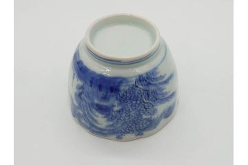 江戸後期〜幕末　伊万里　染付　山水図　藍色の濃淡が美しいそば猪口5客セット(蕎麦猪口、湯呑み、湯のみ、和食器)(R-073013)