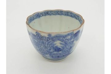 江戸後期〜幕末　伊万里　染付　山水図　藍色の濃淡が美しいそば猪口5客セット(蕎麦猪口、湯呑み、湯のみ、和食器)(R-073014)