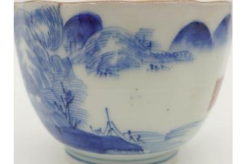 江戸後期〜幕末　伊万里　染付　山水図　藍色の濃淡が美しいそば猪口5客セット(蕎麦猪口、湯呑み、湯のみ、和食器)(R-073014)