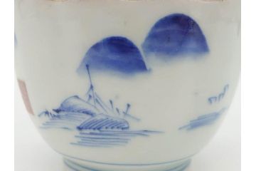 江戸後期〜幕末　伊万里　染付　山水図　藍色の濃淡が美しいそば猪口5客セット(蕎麦猪口、湯呑み、湯のみ、和食器)(R-073014)