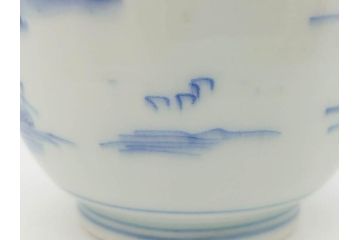 江戸後期〜幕末　伊万里　染付　山水図　藍色の濃淡が美しいそば猪口5客セット(蕎麦猪口、湯呑み、湯のみ、和食器)(R-073014)