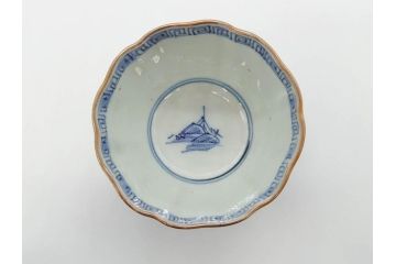 江戸後期〜幕末　伊万里　染付　山水図　藍色の濃淡が美しいそば猪口5客セット(蕎麦猪口、湯呑み、湯のみ、和食器)(R-073014)
