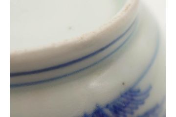 江戸後期〜幕末　伊万里　染付　山水図　藍色の濃淡が美しいそば猪口5客セット(蕎麦猪口、湯呑み、湯のみ、和食器)(R-073014)