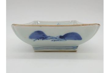 江戸後期〜幕末　伊万里　染付　約21cm　6.7寸　大胆に描かれた山水図に魅了される長皿3枚セット(角皿、和皿、和食器、六寸七分)(R-073016)