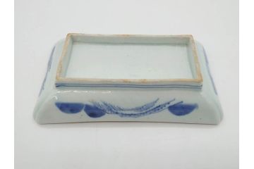 江戸後期〜幕末　伊万里　染付　約21cm　6.7寸　大胆に描かれた山水図に魅了される長皿3枚セット(角皿、和皿、和食器、六寸七分)(R-073016)