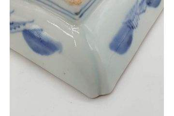 江戸後期〜幕末　伊万里　染付　約21cm　6.7寸　大胆に描かれた山水図に魅了される長皿3枚セット(角皿、和皿、和食器、六寸七分)(R-073016)