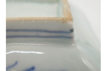 江戸後期〜幕末　伊万里　染付　約21cm　6.7寸　大胆に描かれた山水図に魅了される長皿3枚セット(角皿、和皿、和食器、六寸七分)(R-073016)