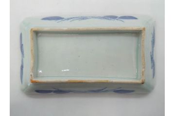 江戸後期〜幕末　伊万里　染付　約21cm　6.7寸　大胆に描かれた山水図に魅了される長皿3枚セット(角皿、和皿、和食器、六寸七分)(R-073016)