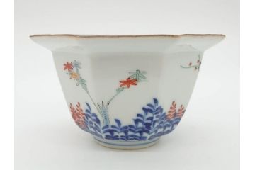 江戸期　古伊万里　柿右衛門手　竹梅図の色絵が可愛らしい向付3客セット(小鉢、八角、和食器)(R-073018)