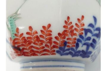 江戸期　古伊万里　柿右衛門手　竹梅図の色絵が可愛らしい向付3客セット(小鉢、八角、和食器)(R-073018)