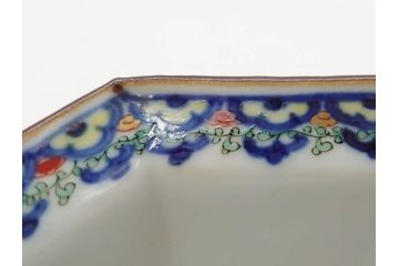 江戸期　古伊万里　柿右衛門手　竹梅図の色絵が可愛らしい向付3客セット(小鉢、八角、和食器)(R-073018)