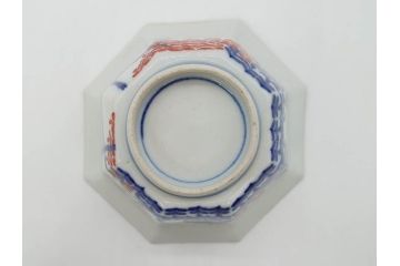 江戸期　古伊万里　柿右衛門手　竹梅図の色絵が可愛らしい向付3客セット(小鉢、八角、和食器)(R-073018)
