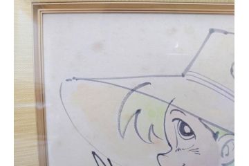矢口高雄　釣りキチ三平　イラスト&直筆サイン色紙(水彩、カラーイラスト、漫画)(R-073019)
