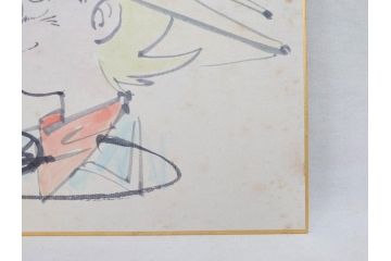 矢口高雄　釣りキチ三平　イラスト&直筆サイン色紙(水彩、カラーイラスト、漫画)(R-073019)