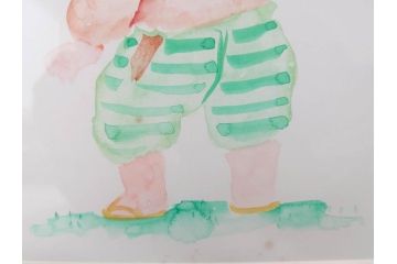 日野日出志　カラー　平成11年5月日(1999年5月)　日付入り　イラスト&直筆サイン色紙(水彩、漫画)(R-073020)