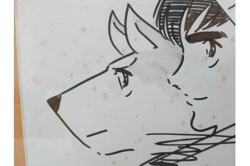 高橋よしひろ　銀牙　1997年10月5日(平成9年10月)　日付入り　イラスト&直筆サイン色紙(水彩、漫画)(R-073022)