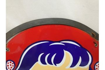 昭和レトロ　当時物　ペコちゃん　不二家のミルキー　両面　可愛らしいホーロー看板(琺瑯、広告、円形、丸形、丸型、カンバン)(R-073023)