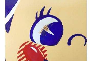昭和レトロ　当時物　ペコちゃん　不二家のミルキー　両面　可愛らしいホーロー看板(琺瑯、広告、円形、丸形、丸型、カンバン)(R-073023)