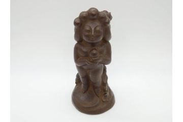 仏師　彫刻家　大内青圃　龍女献珠像　なめらかなフォルムと柔らかい表情が印象的なブロンズ像(置物、オブジェ、共箱付き)(R-073024)