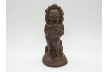 仏師　彫刻家　大内青圃　龍女献珠像　なめらかなフォルムと柔らかい表情が印象的なブロンズ像(置物、オブジェ、共箱付き)(R-073024)