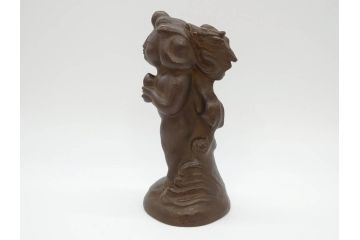 仏師　彫刻家　大内青圃　龍女献珠像　なめらかなフォルムと柔らかい表情が印象的なブロンズ像(置物、オブジェ、共箱付き)(R-073024)