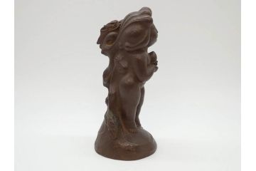 仏師　彫刻家　大内青圃　龍女献珠像　なめらかなフォルムと柔らかい表情が印象的なブロンズ像(置物、オブジェ、共箱付き)(R-073024)