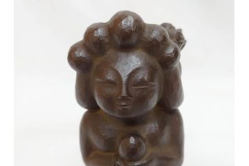 仏師　彫刻家　大内青圃　龍女献珠像　なめらかなフォルムと柔らかい表情が印象的なブロンズ像(置物、オブジェ、共箱付き)(R-073024)
