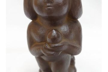 仏師　彫刻家　大内青圃　龍女献珠像　なめらかなフォルムと柔らかい表情が印象的なブロンズ像(置物、オブジェ、共箱付き)(R-073024)